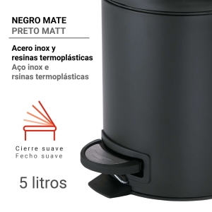PAPELERA 5 lt POTTY NEGRO MATE - Imagen 2