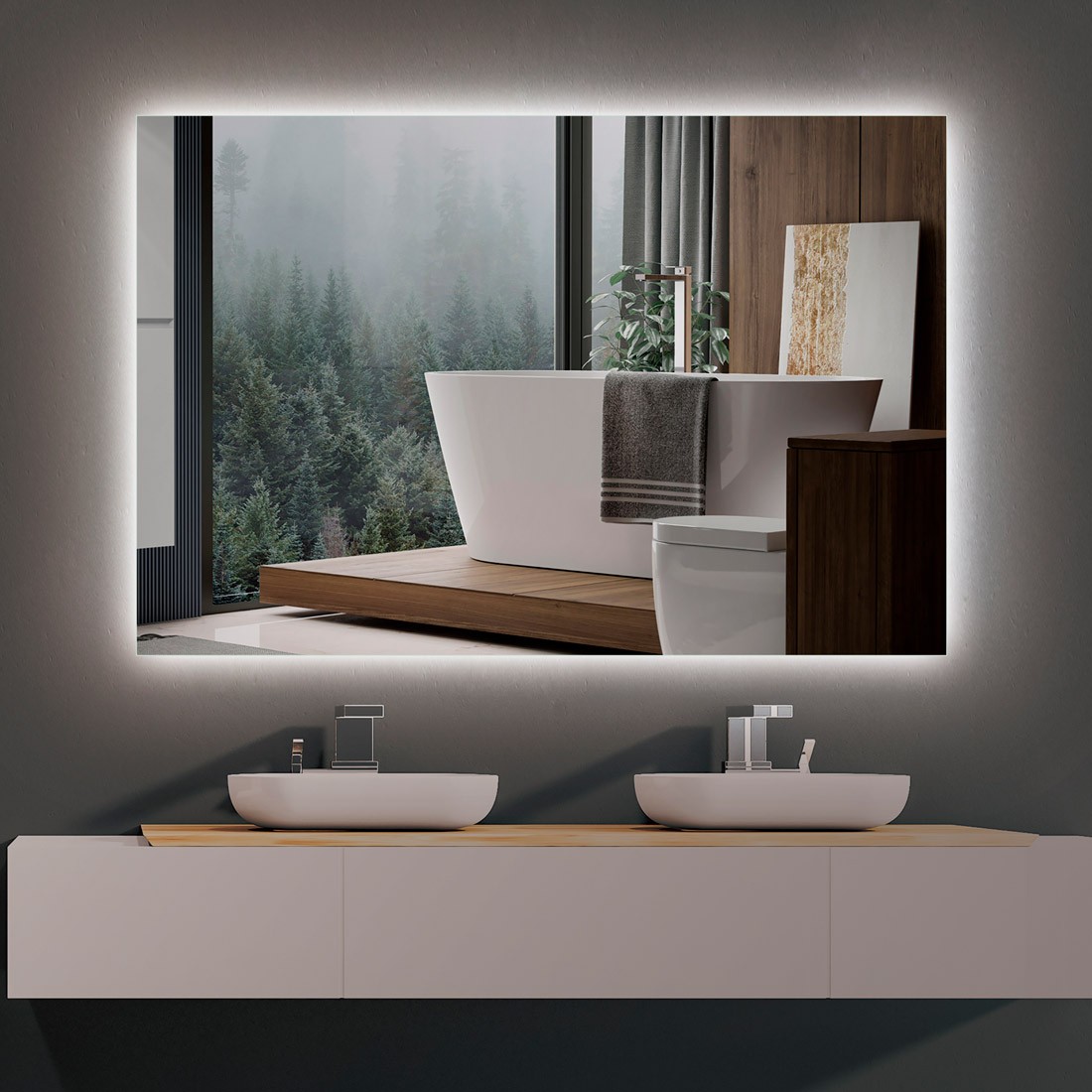 923-1 Espejo de baño con luz LED rectangular led B-923 - Imagen 1