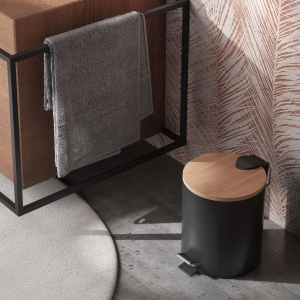 PAPELERA KENTA 5 lt NATURAL-NEGRO MATE - Imagen 4