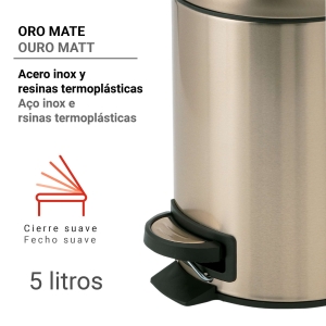 PAPELERA 5 lt POTTY ORO MATE - Imagen 2