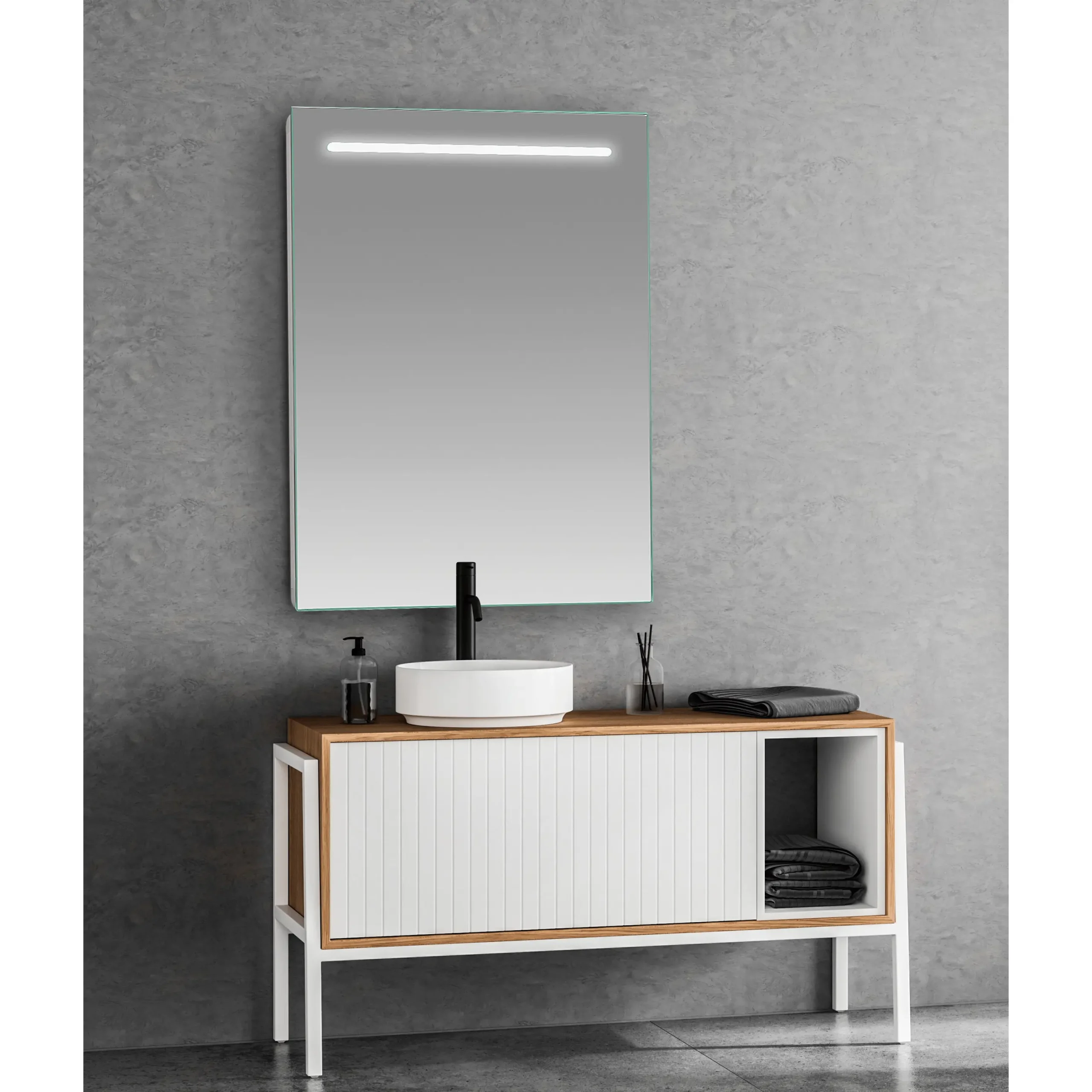 Espejo-B-918_amb2 Espejo de baño con luz LED rectangular led B-925 - Imagen 1