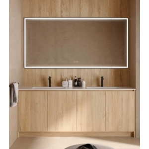 Espejo de baño con luz LED Suiza negro