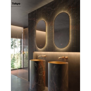 Espejo de baño con luz LED Tokyo Oro cepillado