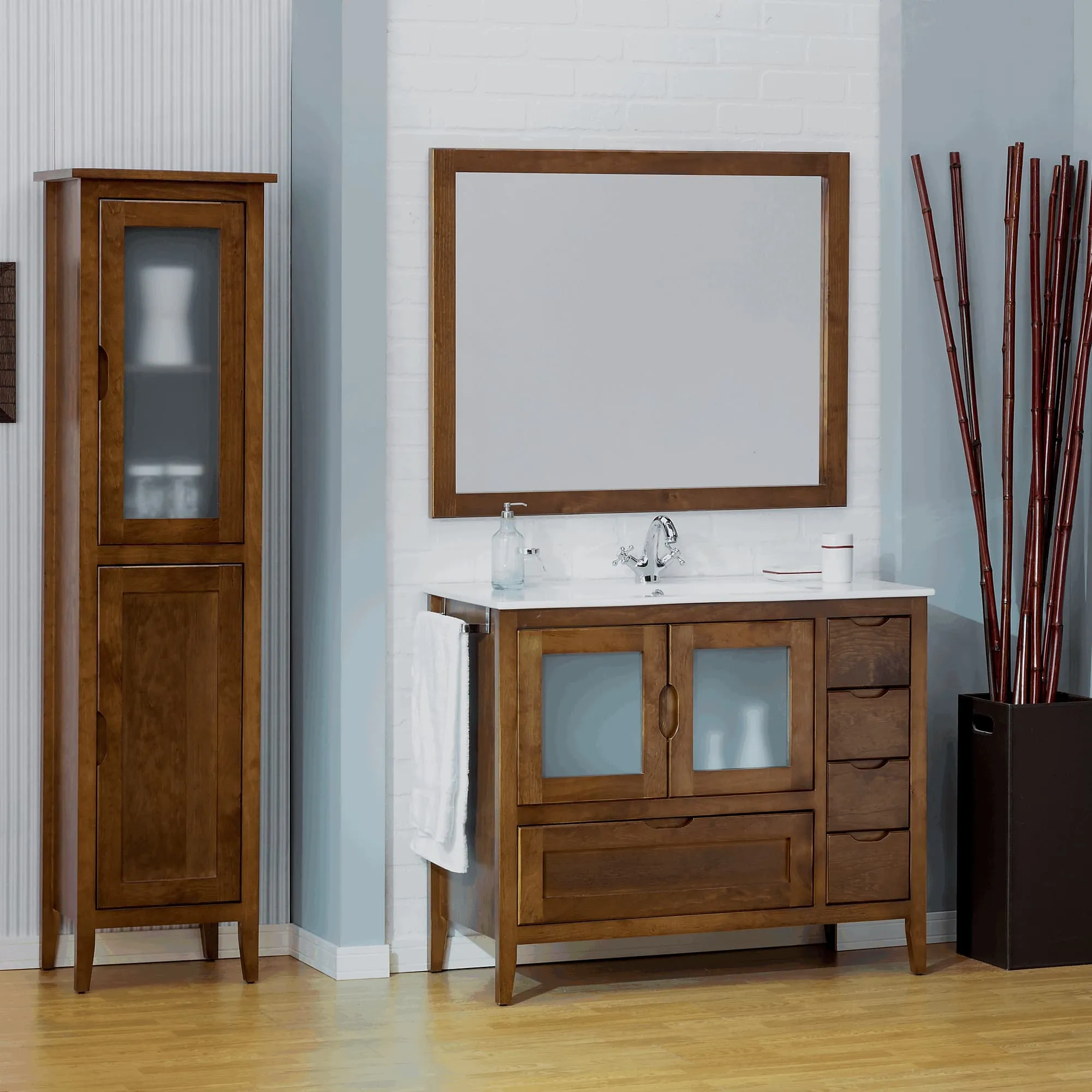 Leon-100-Nogal-I_11zon Mueble baño con patas rústico mod. Leon 100 cm