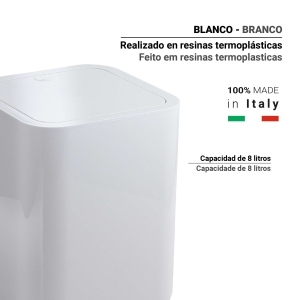 PAPELERA 8 lt SEVENTY BLANCO - Imagen 2