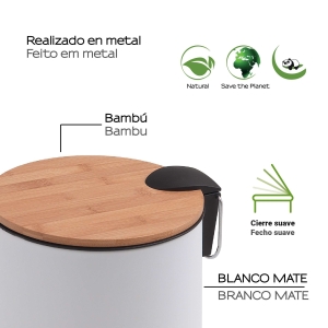 PAPELERA KENTA 5 lt NATURAL-BLANCO MATE - Imagen 2