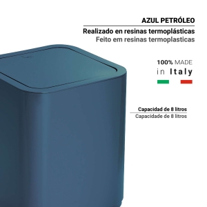 PAPELERA 8 lt SEVENTY AZUL PETROLEO - Imagen 2
