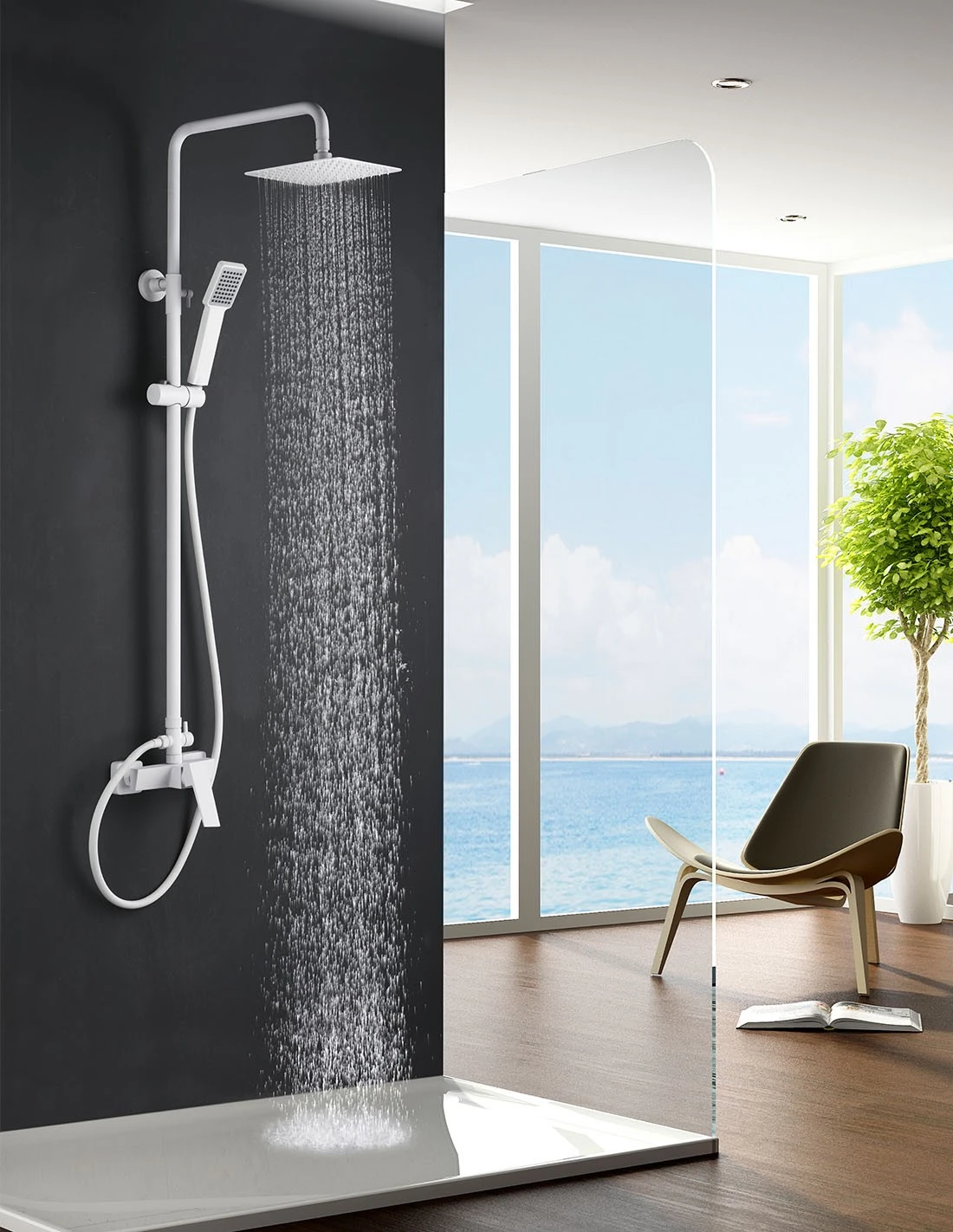 columna-ducha-blanco-mate-art-imex Conjunto de ducha monomando Art blanco mate / BDAR025/BL - Imagen 1