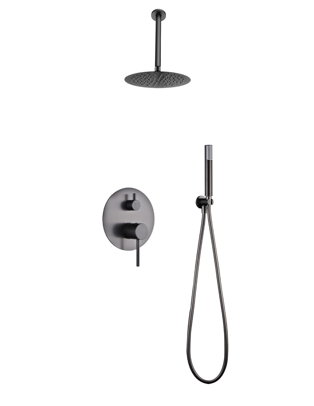 ducha-empotrada-techo-negro-mate-black-gun-metal-tivoli-imex Conjunto ducha monomando empotrado Tívoli black gun metal / GPT039/BGM - Imagen 1