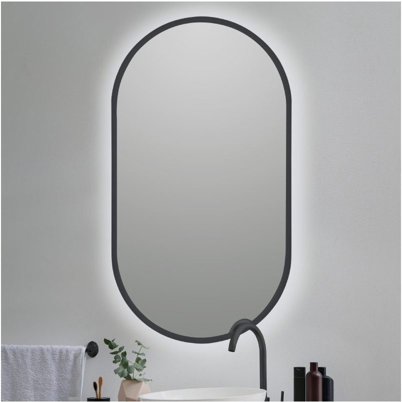 espejo-con-luz-led-b-950-negro Espejo de baño con luz LED ovalado led B-950 Negro - Imagen 1