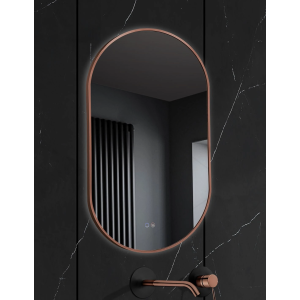 Espejo de baño con luz LED Tokyo Oro rosa cepillado