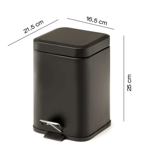 PAPELERA ARGENTA 3 lt NEGRO MATE - Imagen 3