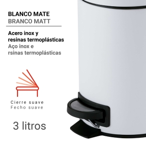 PAPELERA 3 lt POTTY BLANCO MATE - Imagen 2