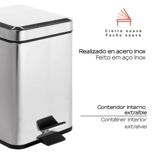 PAPELERA 3 lt ARGENTA CROMO - Imagen 2