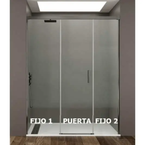 Mampara frontal 2 fijos con puerta corredera BASIC de GME titanio