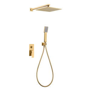 Conjunto de ducha empotrado monomando Pisa oro cepillado / GPP048OC Roc. 20×20
