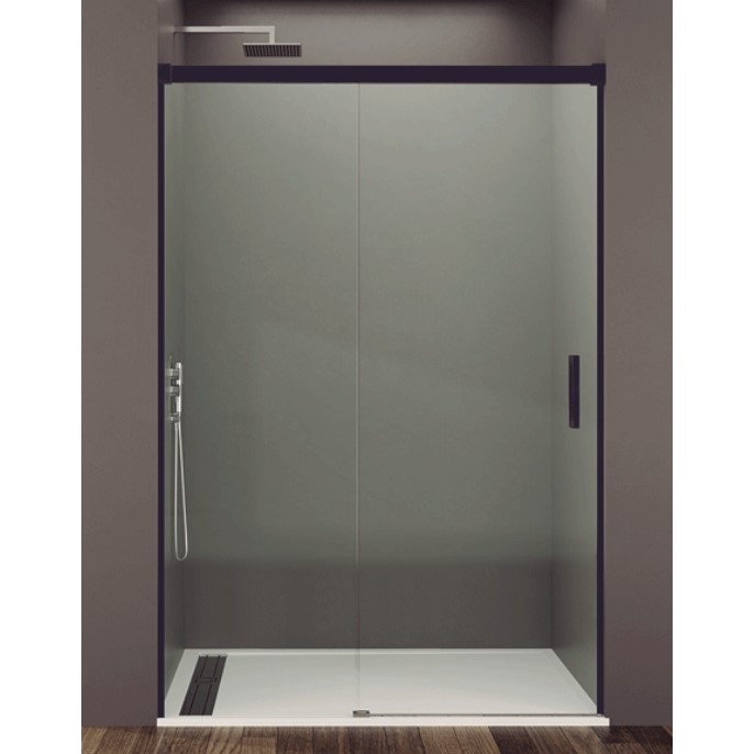 Sin título Mampara frontal fijo con puerta corredera BASIC de GME negro - Imagen 1