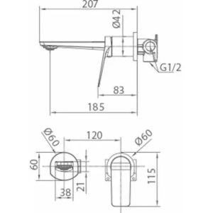 Monomando lavabo empotrado Napoles black gun metal / GLN047/BGM - Imagen 4