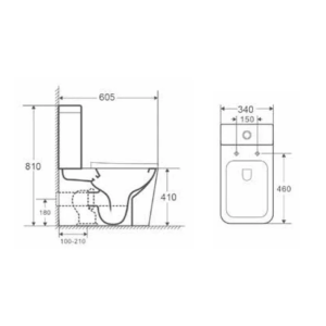 Inodoro blanco mate rimless con salida dual y tapa de cierre amortiguado PISA Aquore - Imagen 2