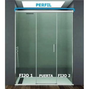 Mampara frontal 2 fijos con puerta corredera BASIC de GME cromo