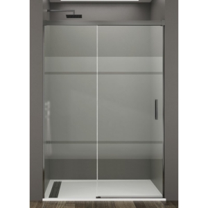 Mampara frontal fijo con puerta corredera BASIC de GME titanio - Imagen 2