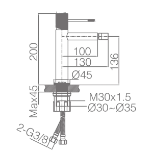 Monomando bide Line gris mate / champange / BDD038-2GC - Imagen 2