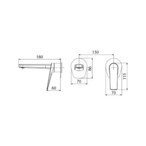 Monomando lavabo empotrado DELOS acero inox. / GLD055/AC - Imagen 2