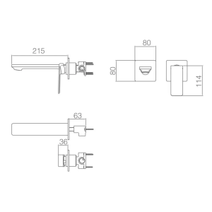 Monomando lavabo empotrado   FIYI negro mate / GLF016/NG - Imagen 2