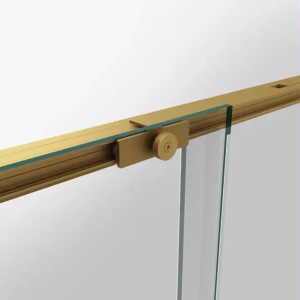 Mampara frontal fijo con puerta corredera y lateral fijo TWENTY de GME oro cepillado - Imagen 2