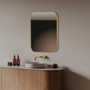 Espejo rectangular redondo B-957 oro cepillado