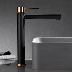 Monomando lavabo alto MILOS negro oro rosa / BDYS045-3/NOR - Imagen 2