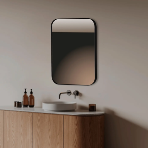 Espejo de baño rectangular redondo B-957 negro