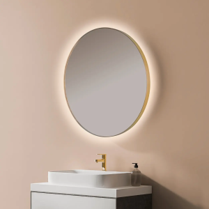 Espejo de baño con luz LED circular B-960 Oro cepillado