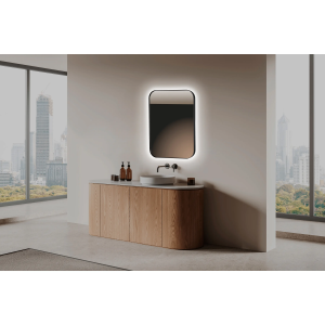 Espejo de baño con luz LED rectangular redondo B-961 Negro - Imagen 3