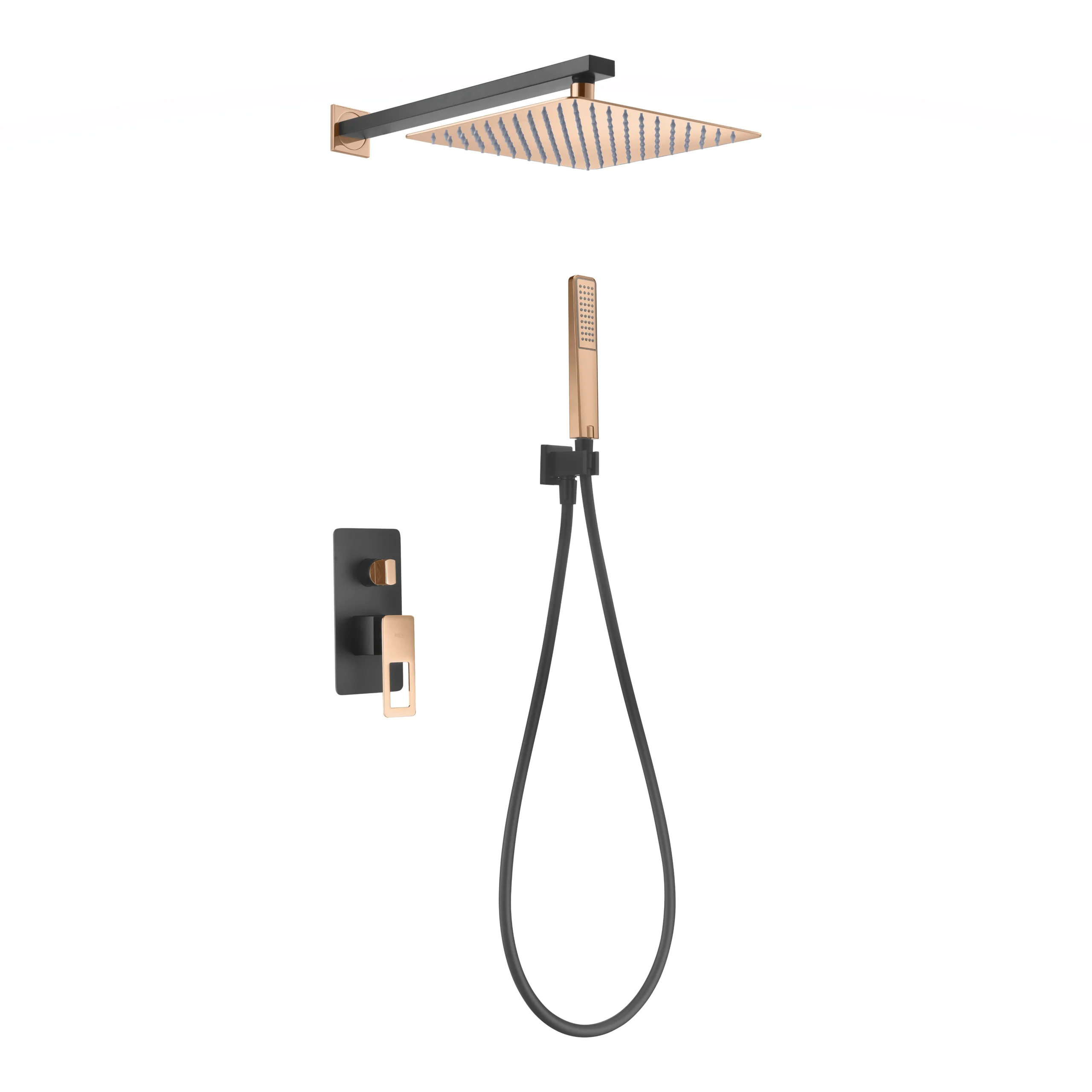 BDC032-6NOR Ducha empotrada monomando SUECIA negro y oro rosa / BDC032-6/NOR Roc. 20×20