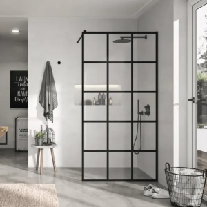 Mampara hoja fija FR103 Decorado cuadros negra