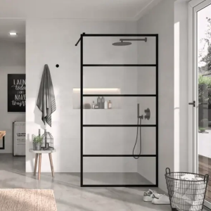 Mampara hoja fija FR103 Decorado Lineas negra 100 cm