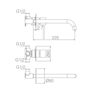 Monomando lavabo empotrado MILOS blanco mate / GLIS045/BL - Imagen 3