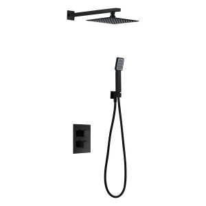 Empotrado  de ducha termostatico CIES negro mate / GPC009/NG Roc. 20×20