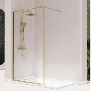 Mampara hoja fija FR103 Decorado perimetral Oro cepillado