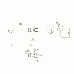 Monomando lavabo empotrado MOSCU acero inox. / GLT023/AC - Imagen 3