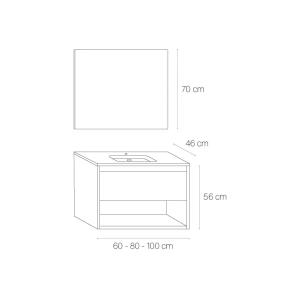 Conjunto completo de mueble de baño con patas de 1c + 1h serie Yera (60, 80, 100 y 120) - Imagen 6