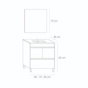 Conjunto completo de mueble de baño con patas de 2p +1c serie Carla (60, 70, 80 y 120) - Imagen 6