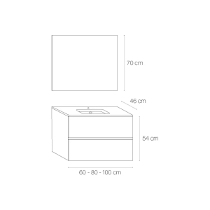 Conjunto completo de mueble de baño con patas o suspendido 2c serie Esencial (60, 70, 80, 90, 100 y 120 ) - Imagen 4