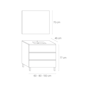 Conjunto mueble de baño con patas de 3c serie Esencial (60, 70, 80, 90, 100 y 120) - Imagen 5