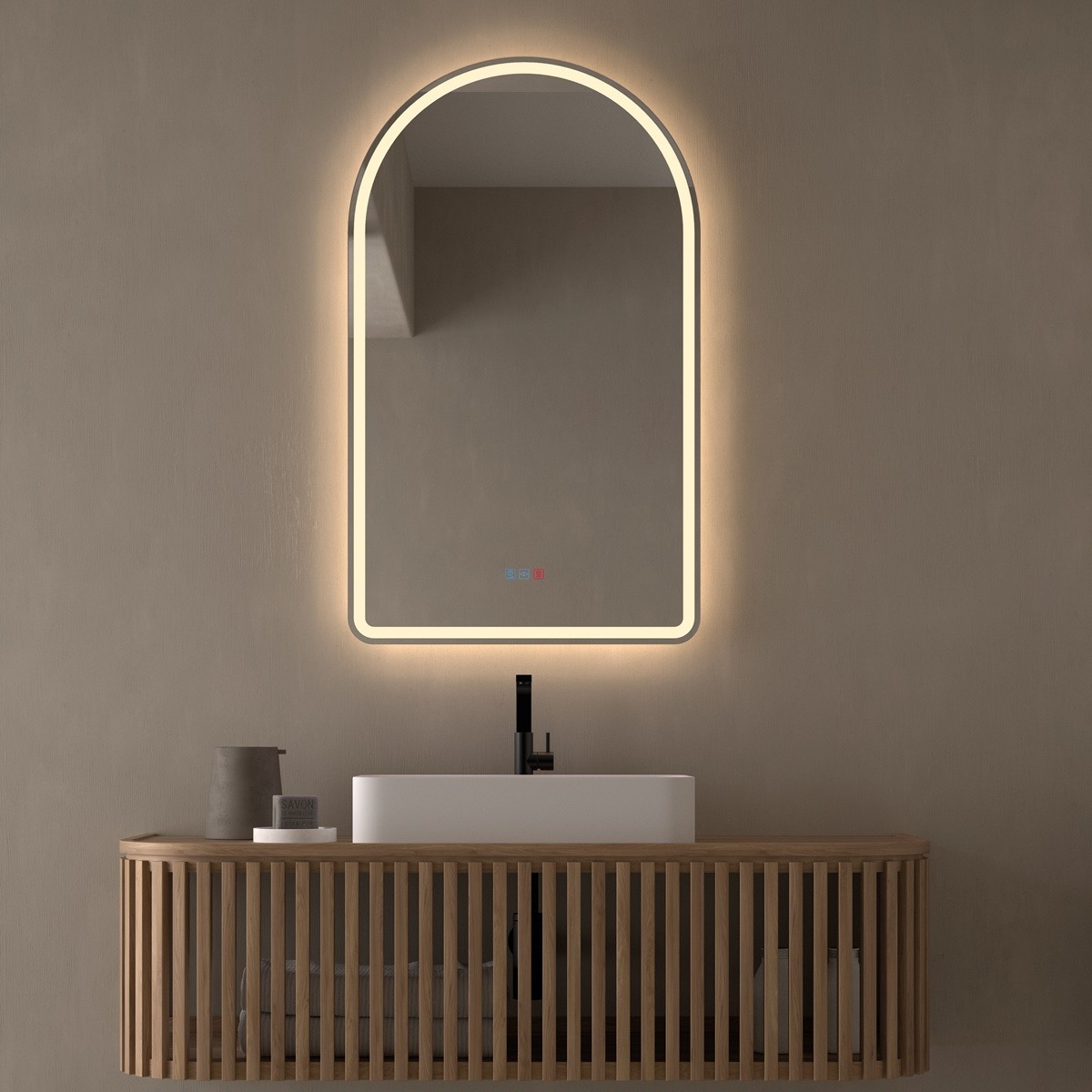 espejo-arco-luz-led-integrada-para-bano Espejo de baño con luz LED Ovalado Para Baño Acueducto de Dyled