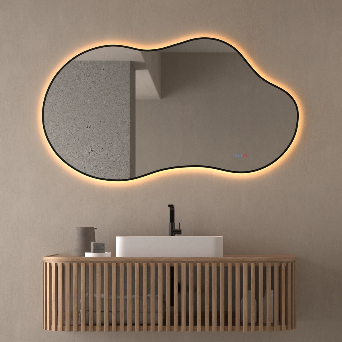espejo-asimetrico-retroiluminado-para-bano (2) Espejo de baño con luz LED Para Baño Doñana de Dyled