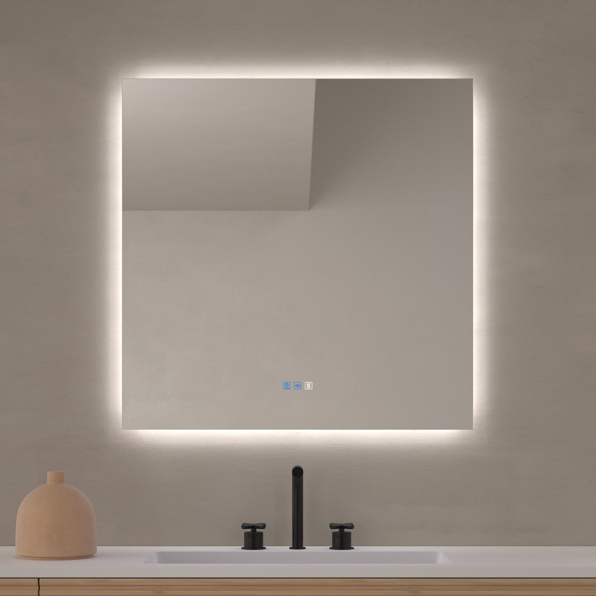 espejo-retroiluminado-con-antivaho-para-bano (3) Espejo de baño rectangular con luz LED Mérida de Dyled