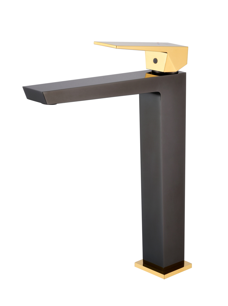 HD-8-1.jpg Grifo Monomando de Lavabo Alto INFINITE Negro Cristal / Oro Brillo - Imagen 1