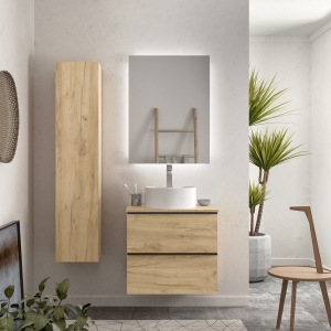 Mueble de baño suspendido NABUA Top de Salgar con encimera y lavabo 60-80-100 - Imagen 3